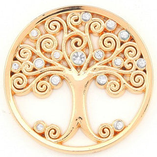 Gold Family Tree with White Crystals Coin - Gracie Roze