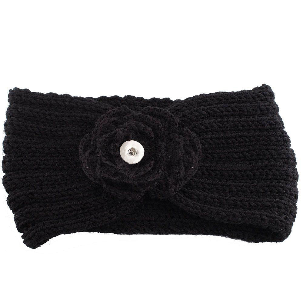 Black Knit Snap Headband - Gracie Roze