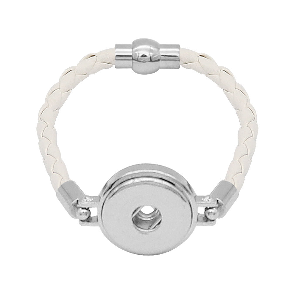 White Leather Braided Bracelet - Gracie Roze