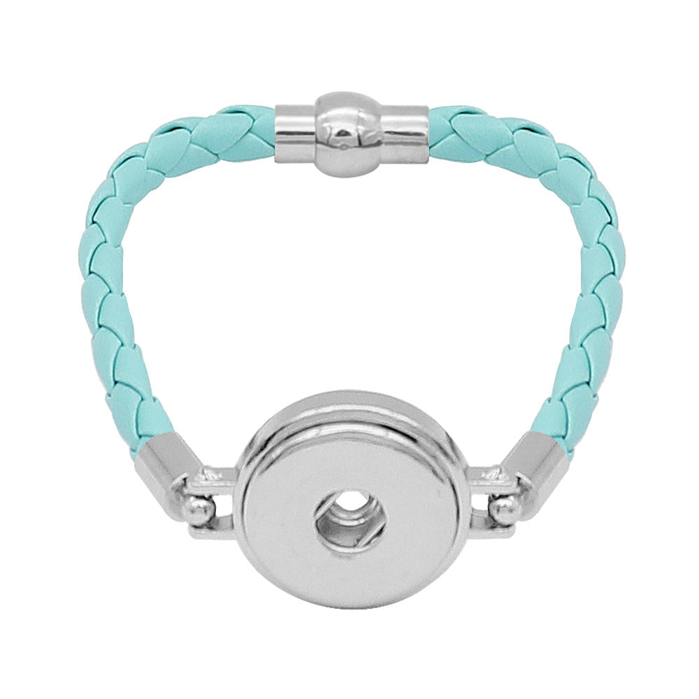 Aqua Leather Braided Bracelet - Gracie Roze