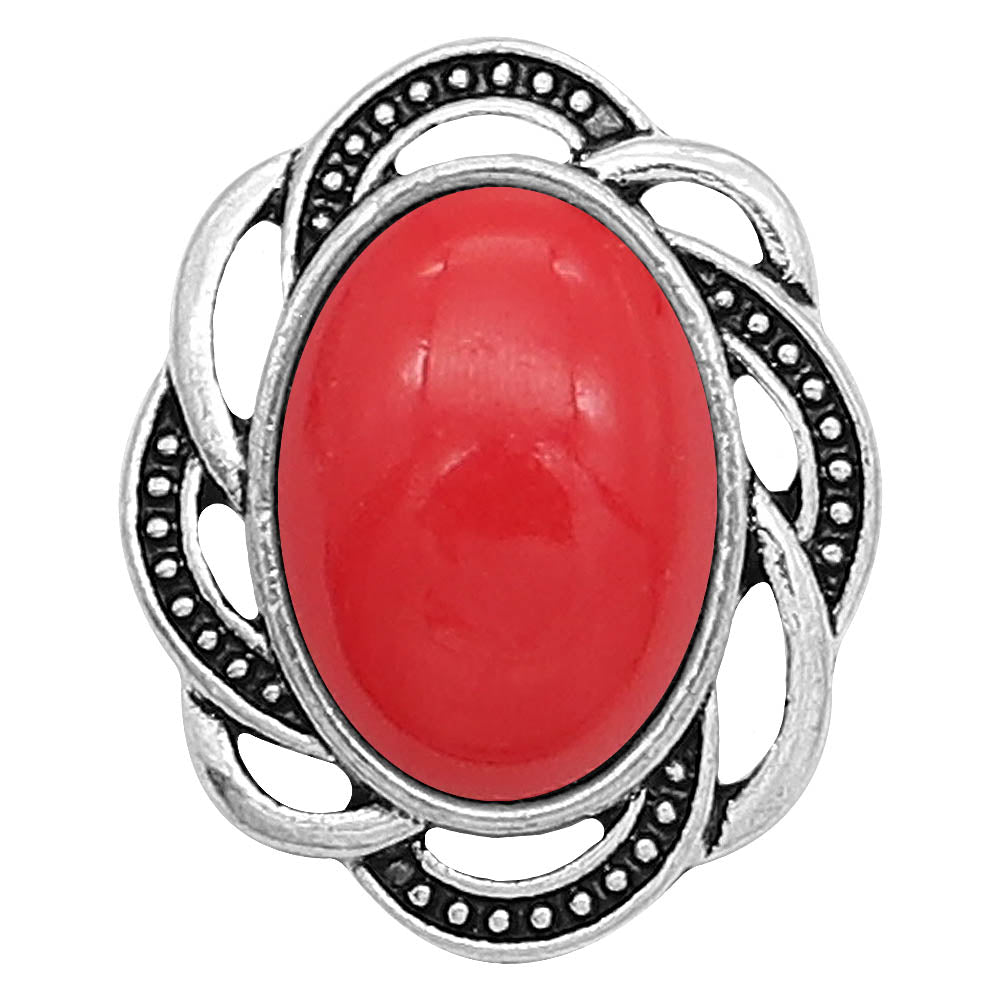 Oval Red Stone Snap - Gracie Roze