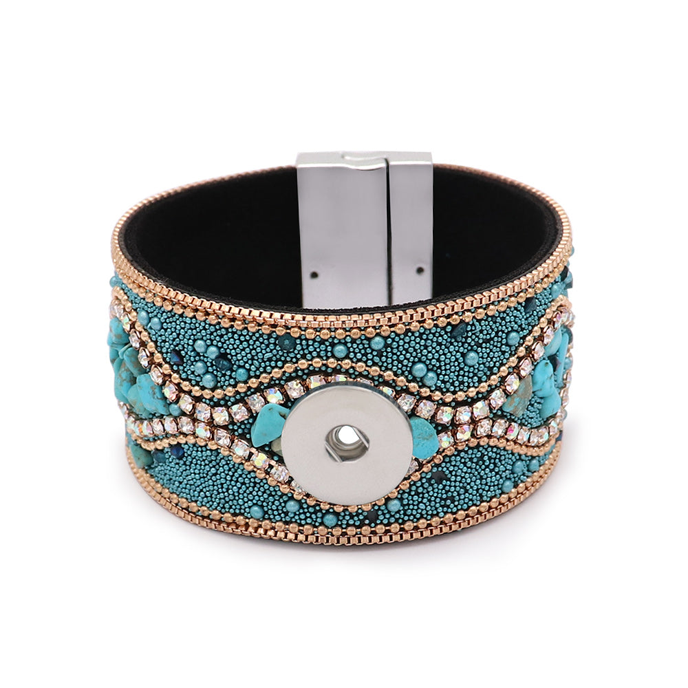 Teal Beaded Magnet Cuff - Gracie Roze