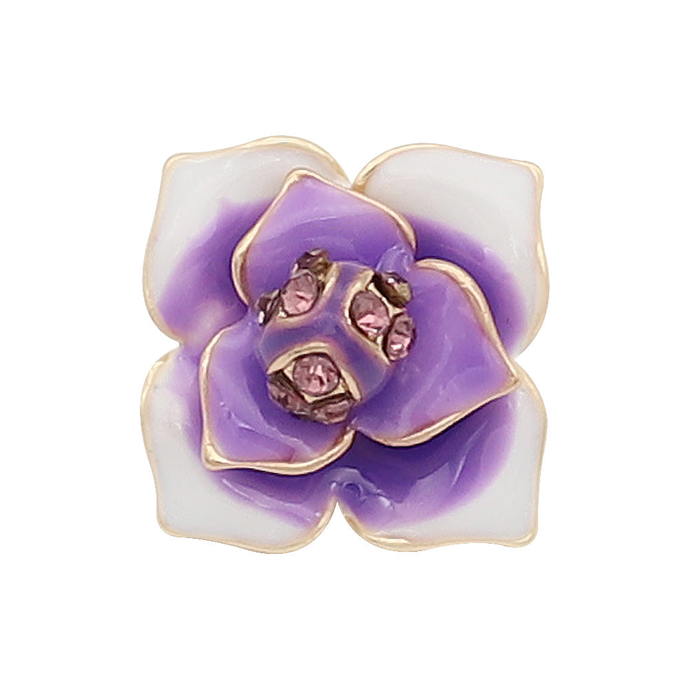 Gold Purple Aloha Flower Mini Snap - Gracie Roze