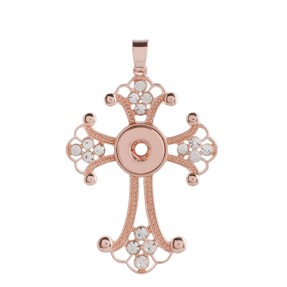 Rose Gold Crystal Cross Mini Necklace - Gracie Roze