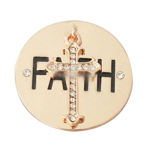 Rose Gold Faith Coin with Hanging Cross - Gracie Roze
