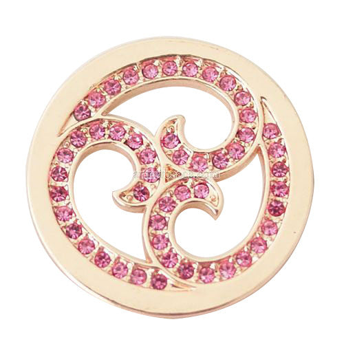 Pink Diamond Swirl Rose Gold Coin - Gracie Roze