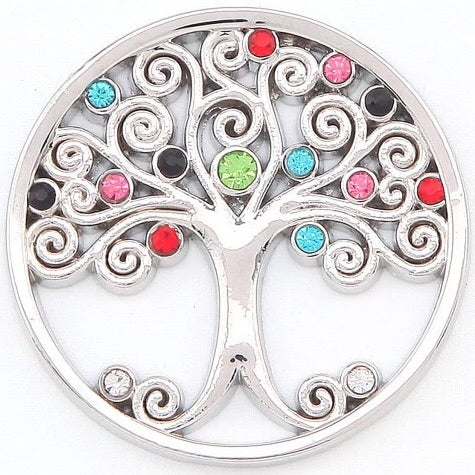 Silver Multi Crystal Tree Coin - Gracie Roze