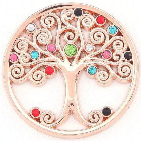 Rose Gold Multi Crystal Tree Coin - Gracie Roze