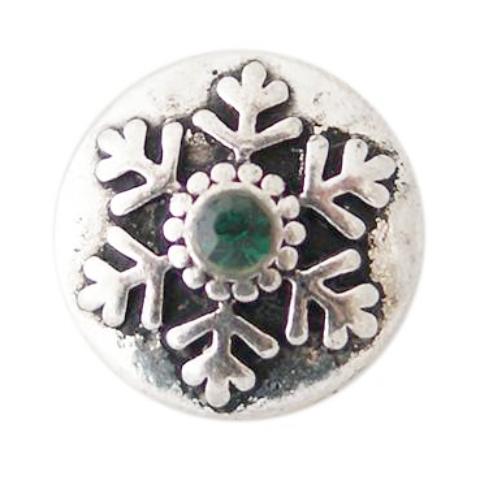 Green Crystal Metal Snowflake Mini Snap - Gracie Roze