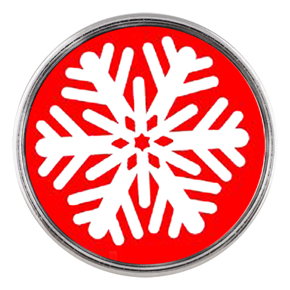 Red White Snowflake Glass Snap - Gracie Roze