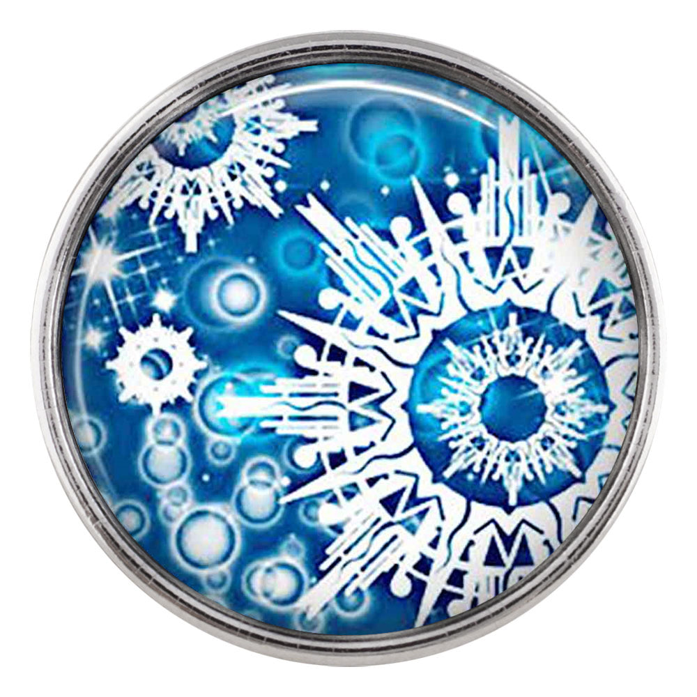 Unique Blue Snowflake Glass Snap - Gracie Roze