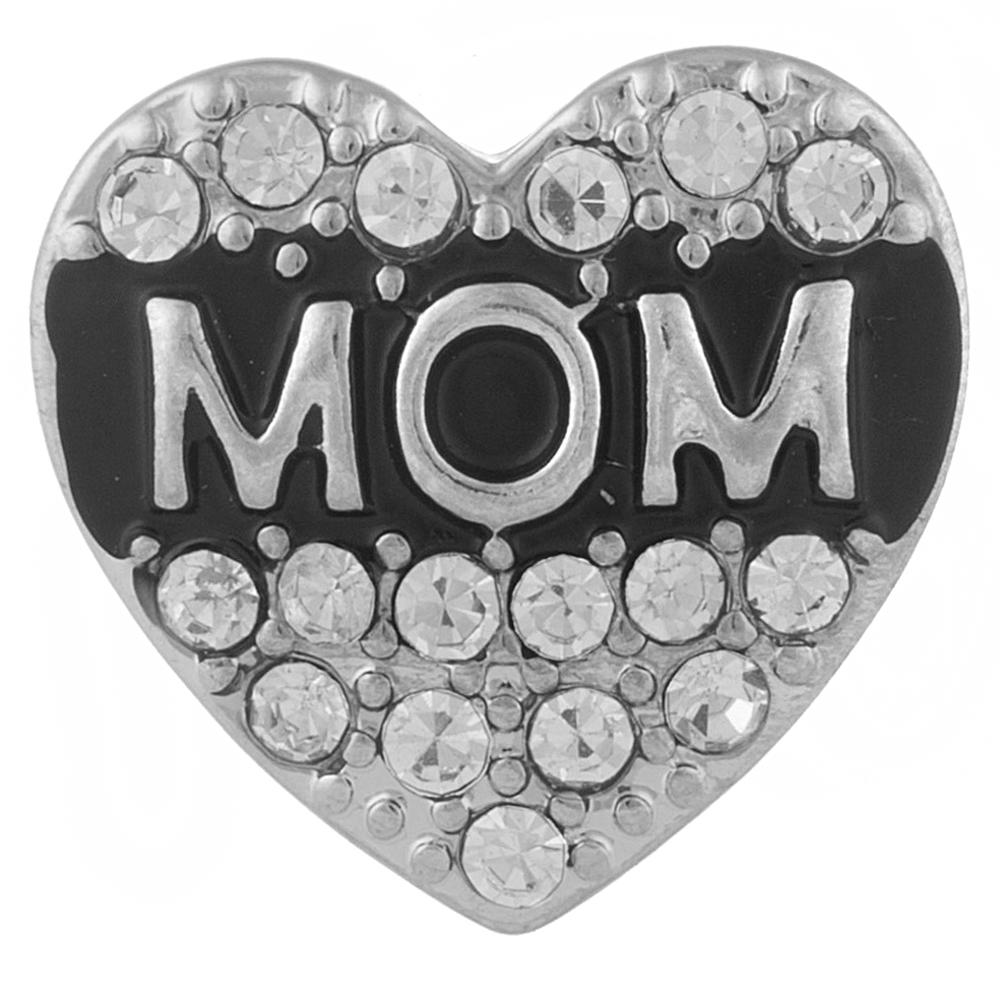 White Crystal and Black Mom Heart Snap - Gracie Roze
