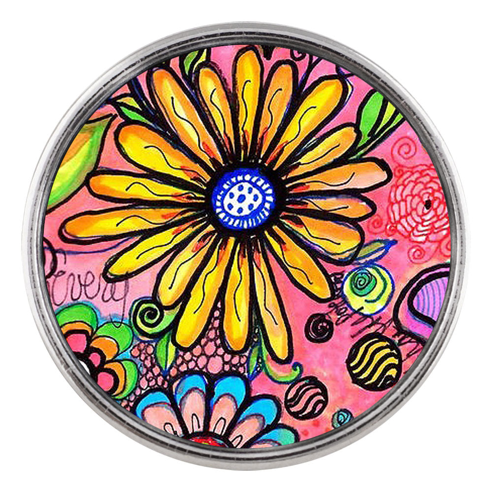 Sunflower Drawing Glass Snap - Gracie Roze