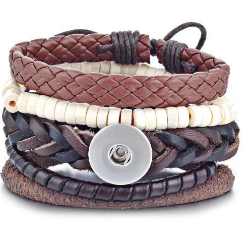 Shades of Brown Layered Snap Bracelet - Gracie Roze