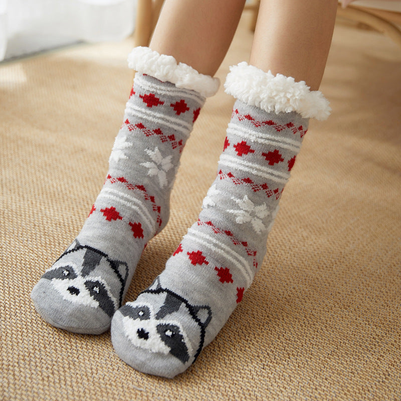 Racoon Snowflake Slipper Socks - Gracie Roze