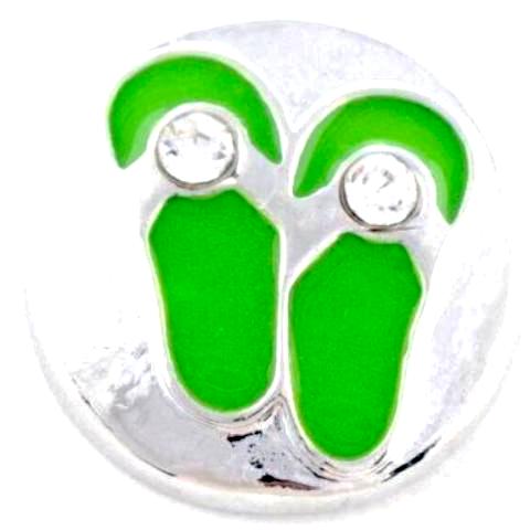 Lime Green Metal Flip Flops Snap - Gracie Roze