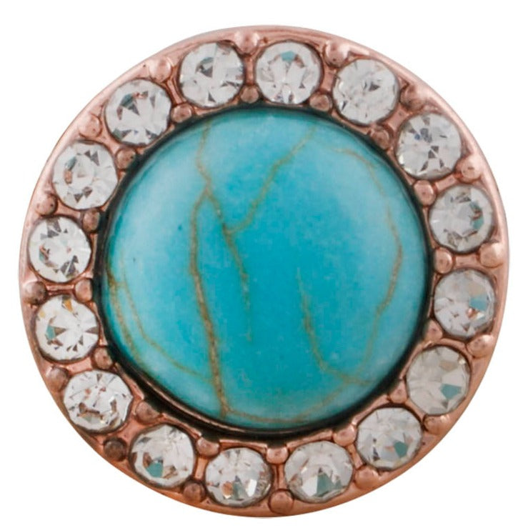 Rose Gold Crystal Turquoise Mini Snap - Gracie Roze