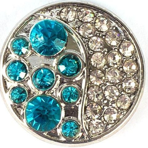 Teal and White Ying and Yang Crystal Snap - Gracie Roze