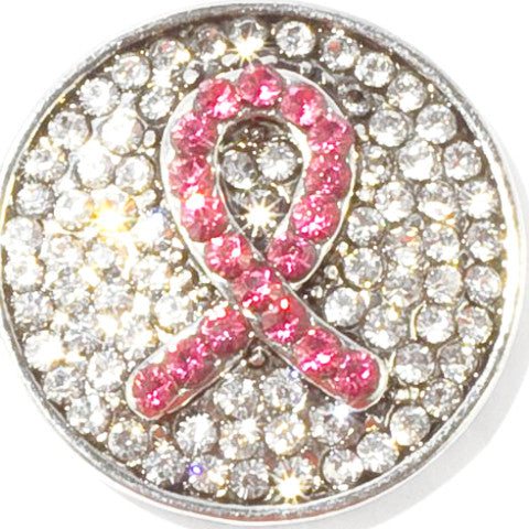 Crystal Breast Cancer Ribbon Snap - Gracie Roze