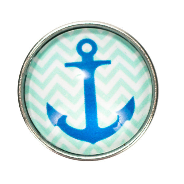 Anchor with Blue Chevron Snap - Gracie Roze