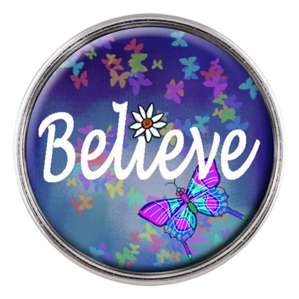 Believe Butterfly Glass Snap - Gracie Roze