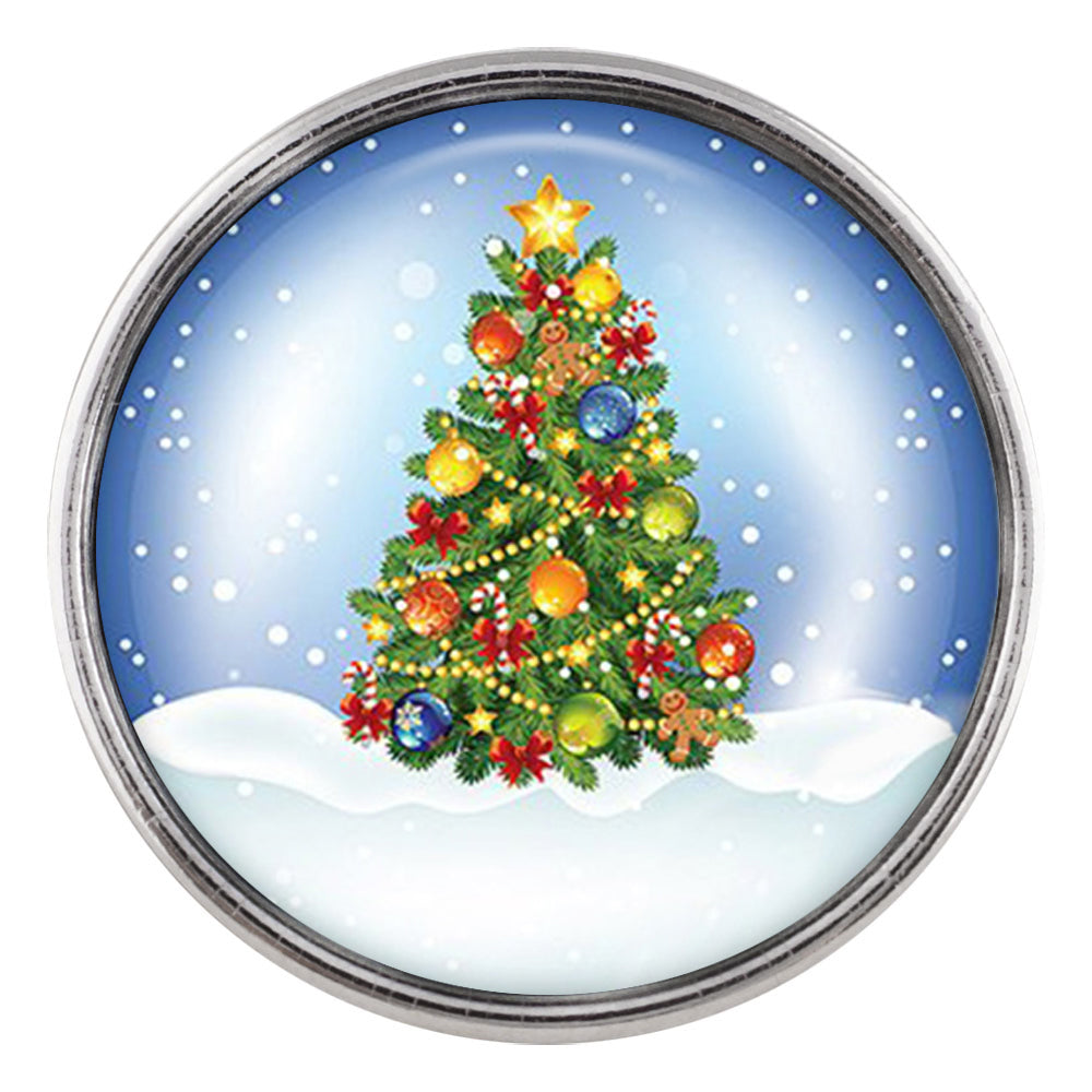 Snow Christmas Tree Glass Snap - Gracie Roze