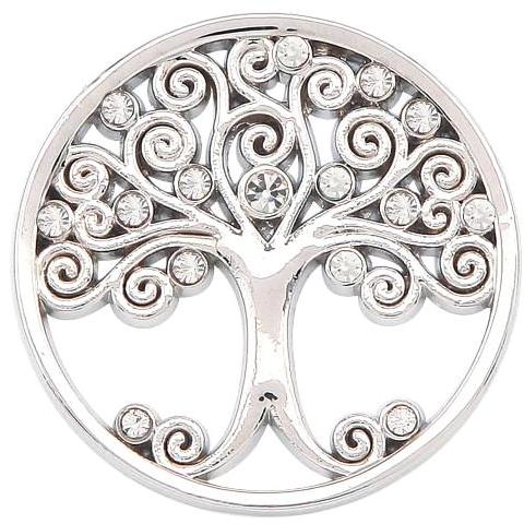 Silver - White Crystal Family Tree Coin - Gracie Roze