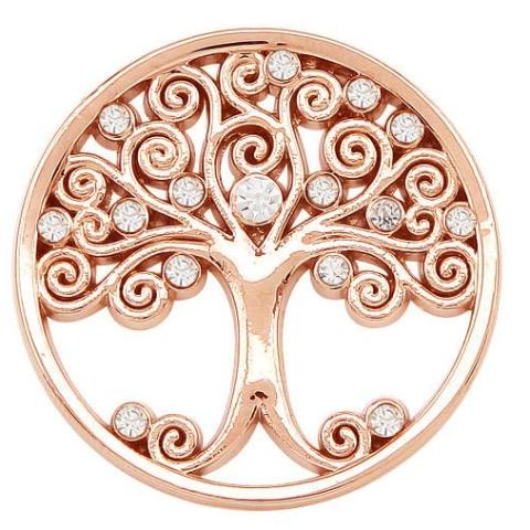 Rose Gold - White Crystal Family Tree Coin - Gracie Roze