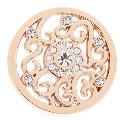 Rose Gold - White Crystal Abstract Swirl Coin - Gracie Roze