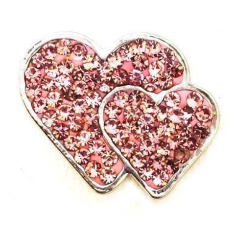 Double Pink Heart Crystals Snap - Gracie Roze
