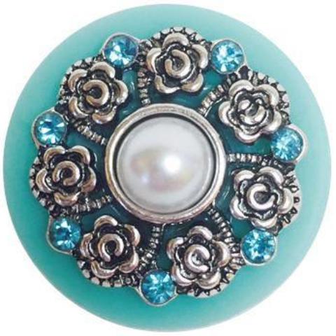 Oversized Aqua Disc with Crystals Snap - Gracie Roze