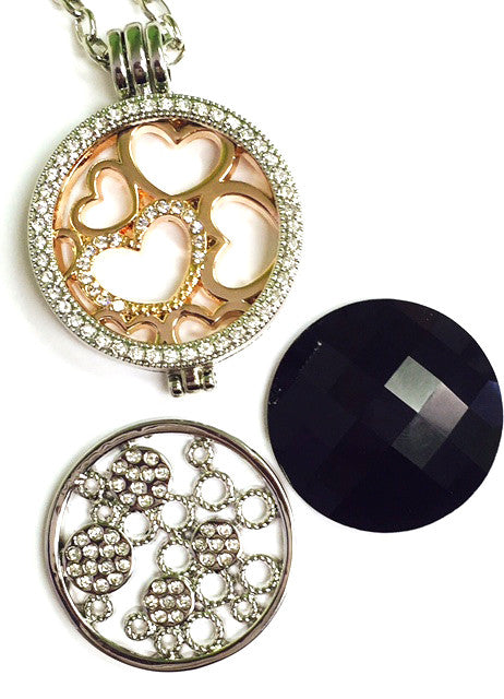 Hearts, Crystal Gears, And Black Faceted Coin Set - Gracie Roze
