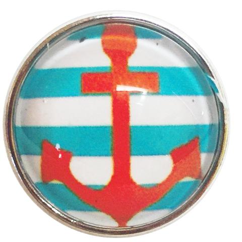 Teal Orange and White Anchor Snap - Gracie Roze
