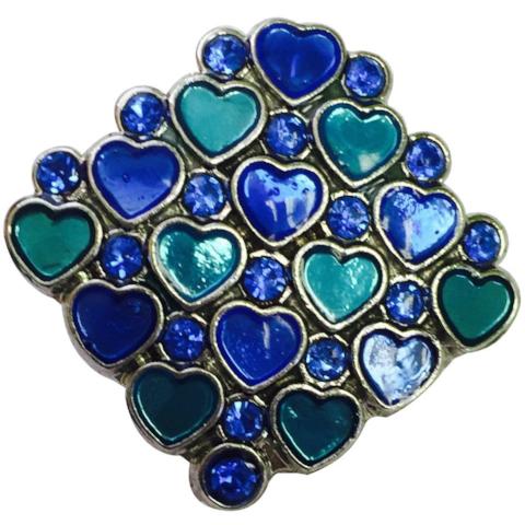 Square Teal and Blue Hearts Snap - Gracie Roze