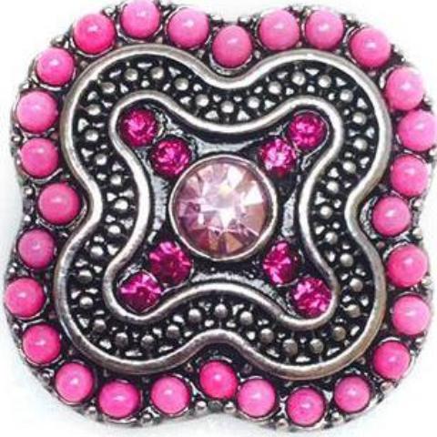 Eclectic Beaded Pink Square Snap - Gracie Roze