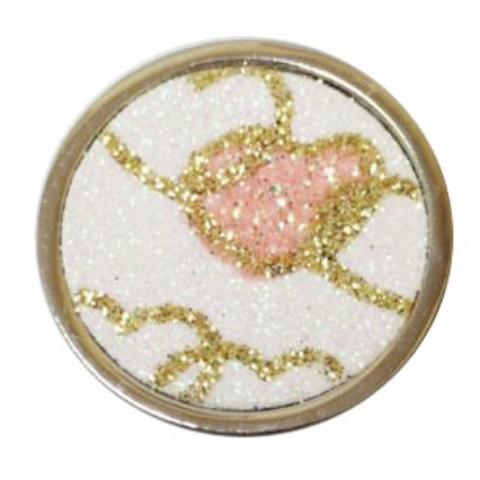 Silver White, Gold and Pink Sparkle Heart Coin - Gracie Roze