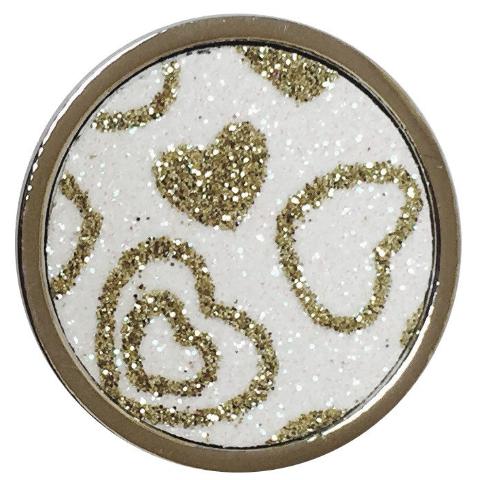 White and Gold Sparkle Hearts Coin - Gracie Roze