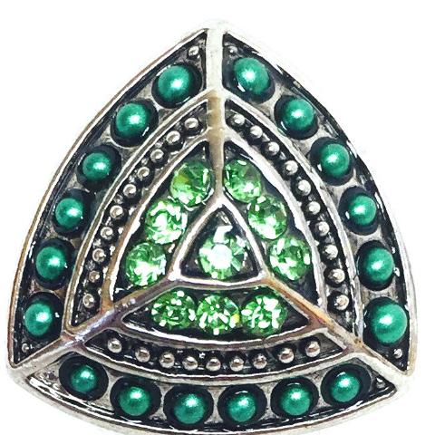 Green Triangle Bead and Crystal Snap - Gracie Roze