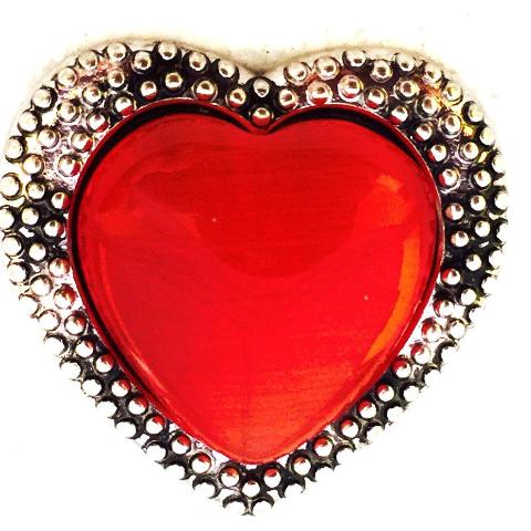 Silver Red Stone Heart Snap - Gracie Roze