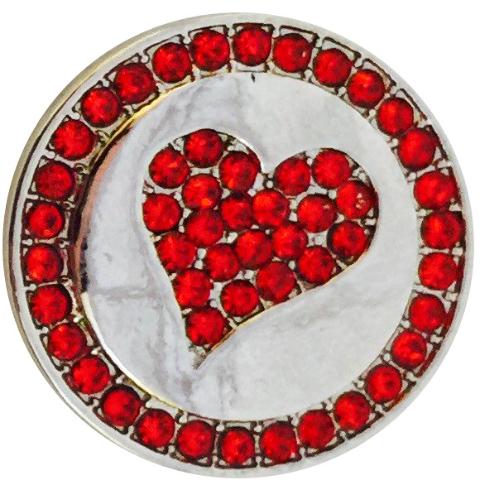 Silver and Red Heart Crystal Snap - Gracie Roze