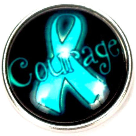 Ovarian Cancer Ribbon Courage Snap - Gracie Roze