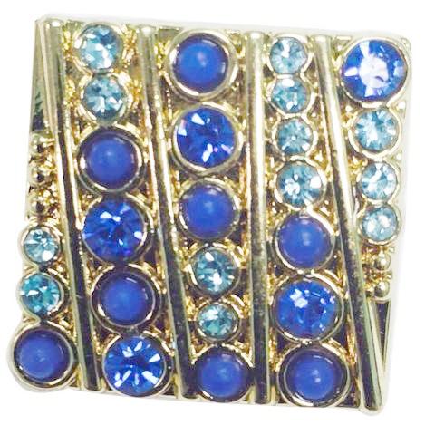 Square Gold with Blue Crystals Snap - Gracie Roze