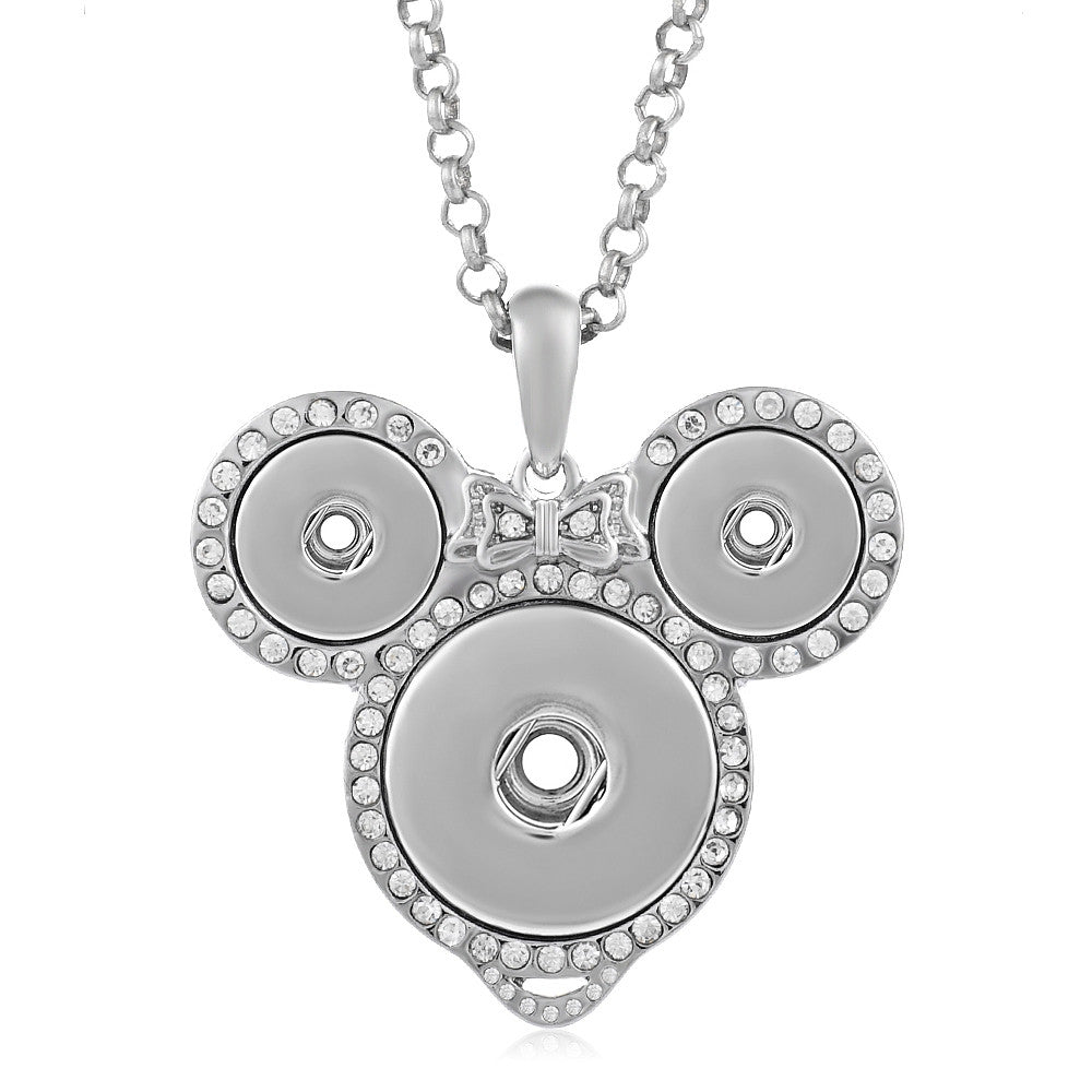 Mouse Ears Snap Necklace (2 minis for ears and standard for face) - Gracie Roze