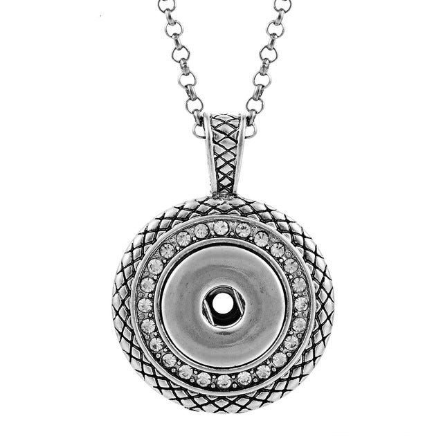 Crystal Medallion Snap Necklace - Gracie Roze