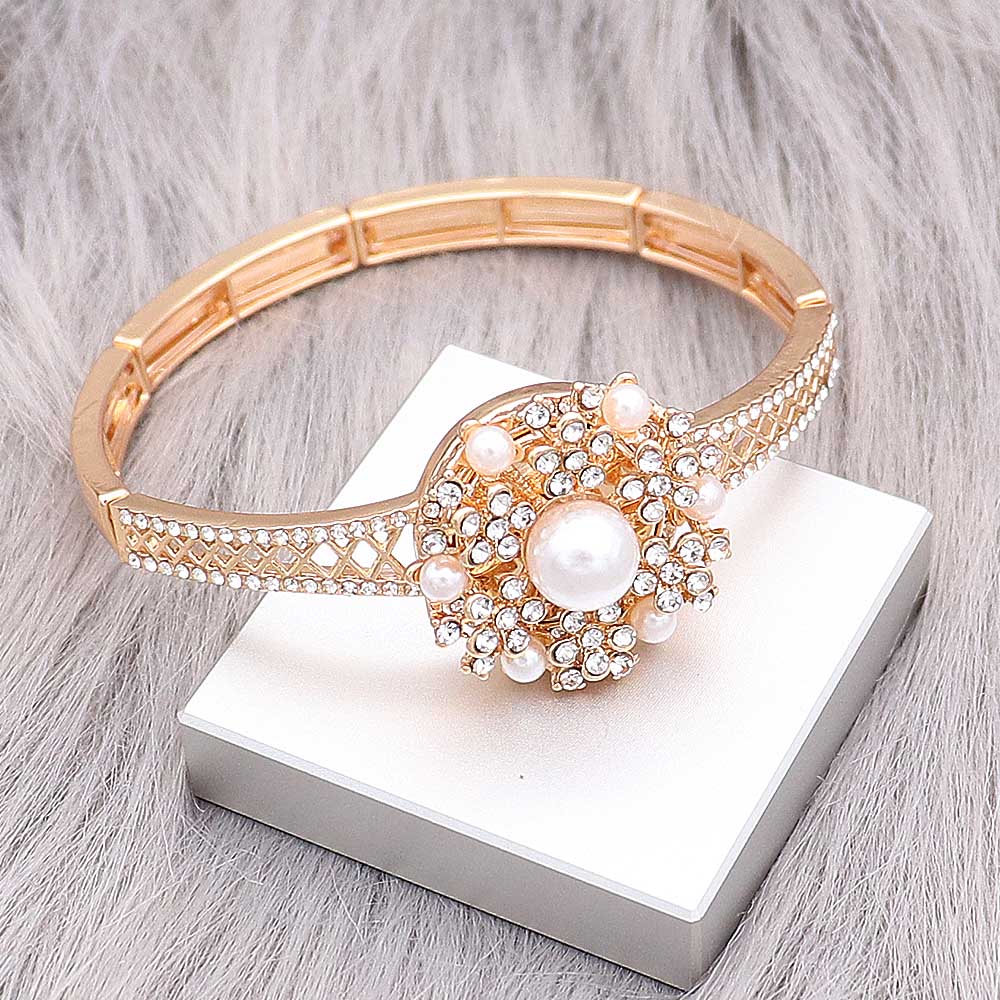 Gold Elastic Thin Crystal Bracelet - Gracie Roze