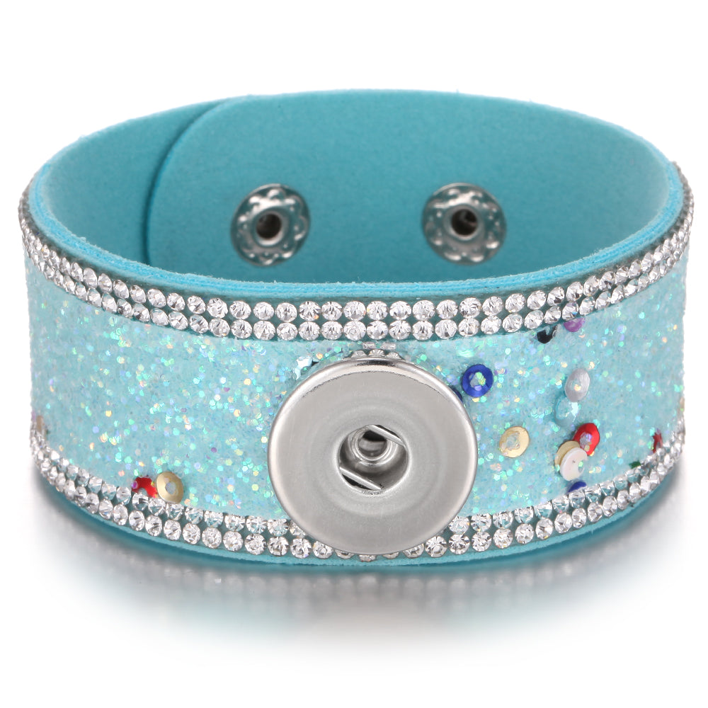 Glitter Leather Snap Bracelet - Gracie Roze