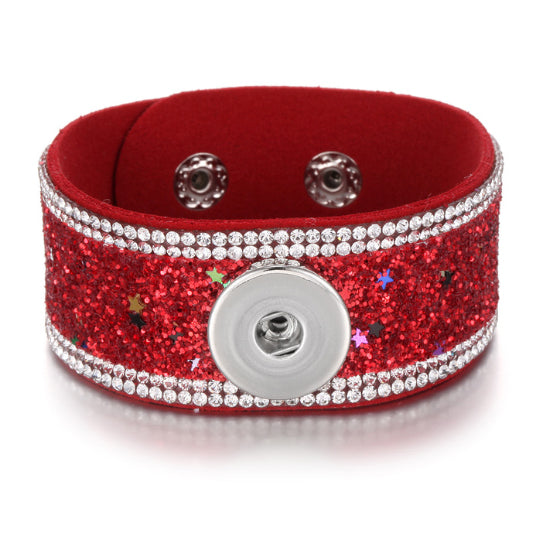 Glitter Leather Snap Bracelet - Gracie Roze