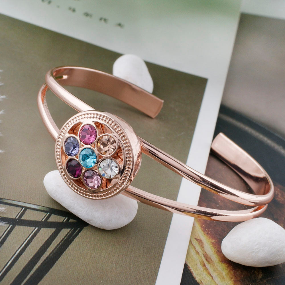 Colorful Crystal Daisy Rose Gold Snap - Gracie Roze