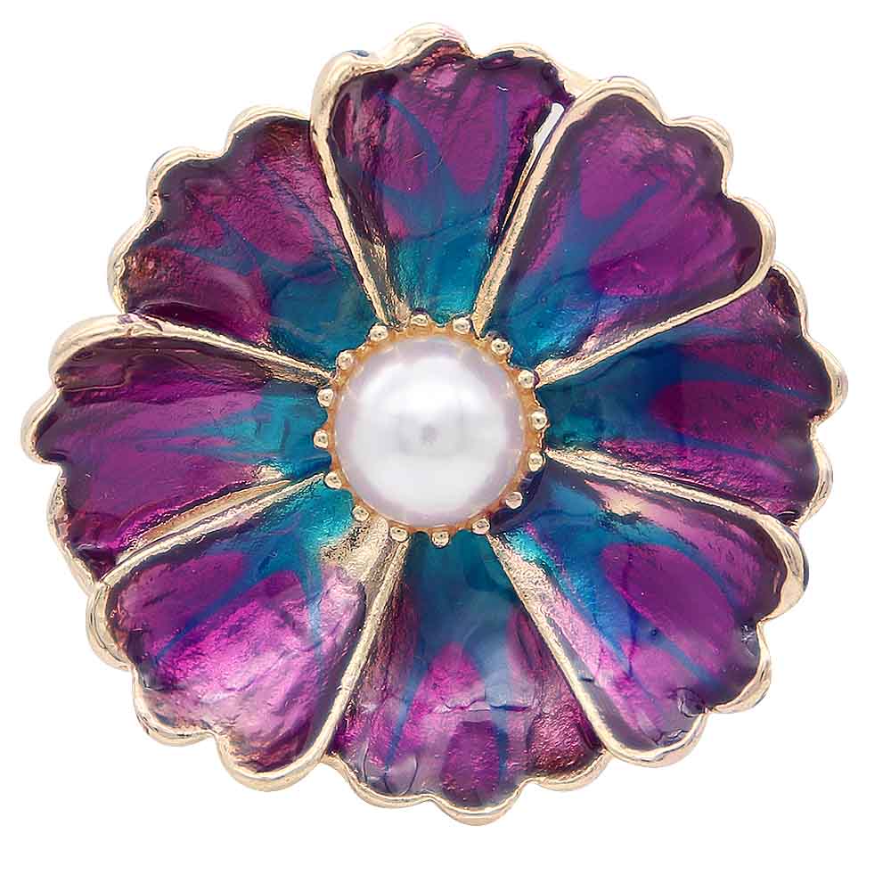 Purple Flower Pearl Gold Snap - Gracie Roze