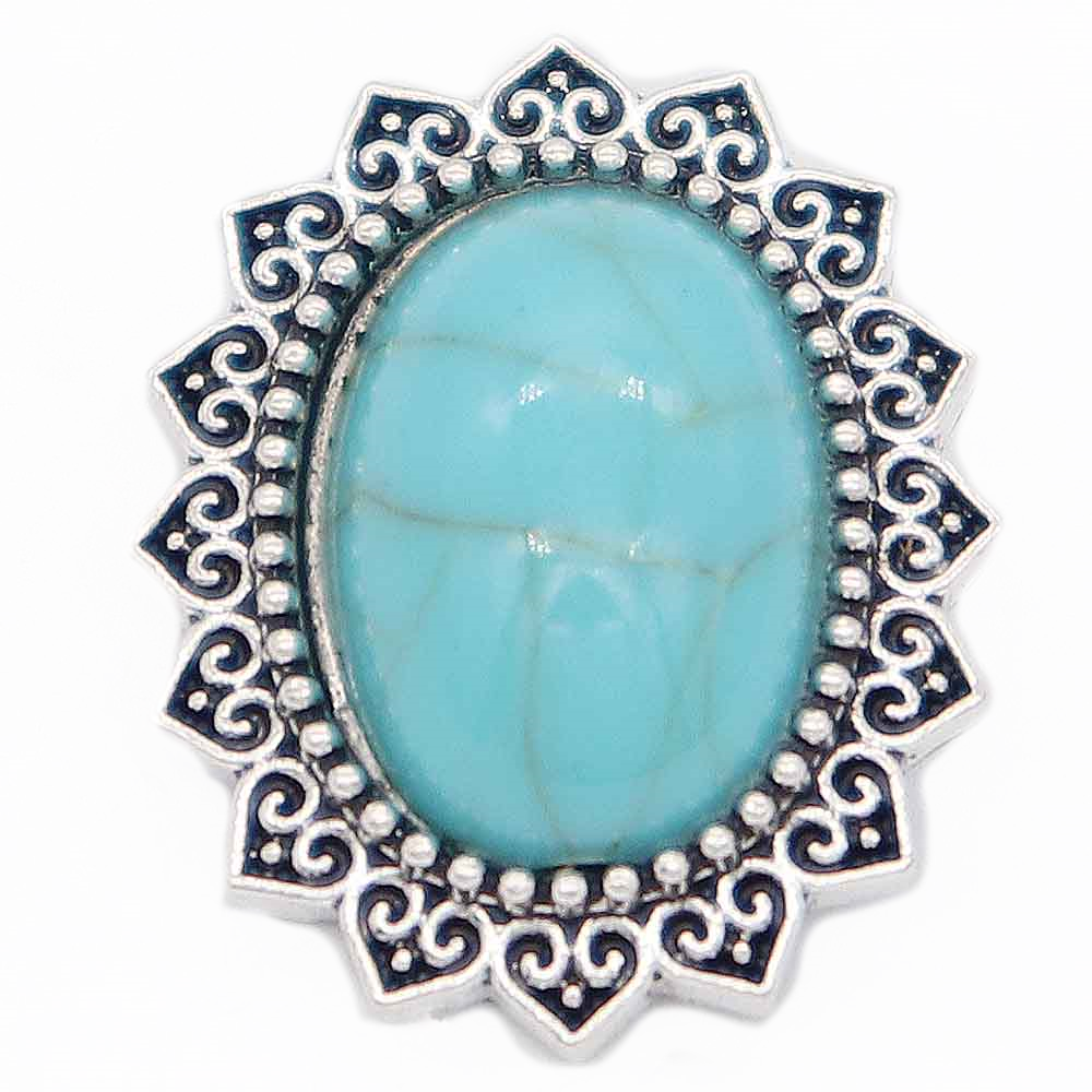 Oval Turquoise Oval Snap - Gracie Roze